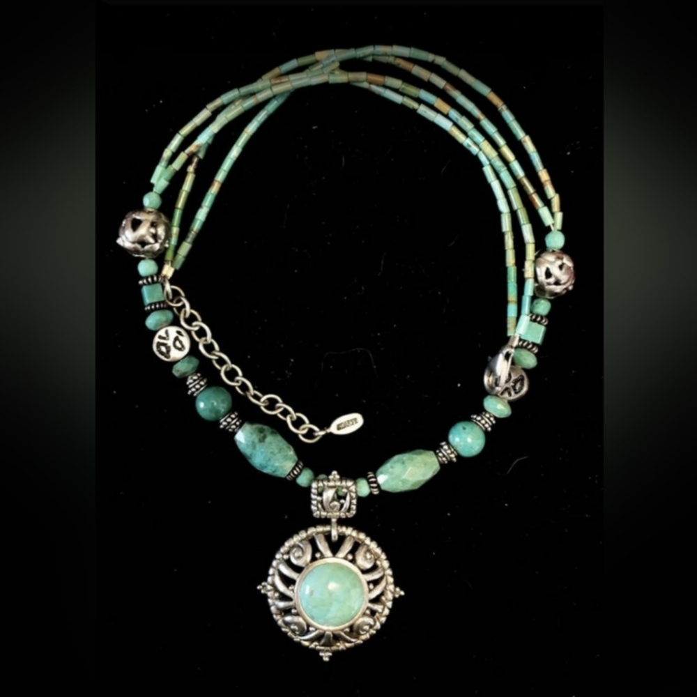 Barse 925 "20" Genuine Turquoise and Sterling Silver necklace.